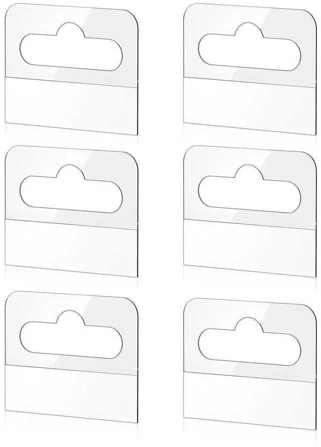 Main image of Self Adhesive Plastic Hanging Tabs, 200 Pcs Hang Tags, 41mm x 33mm Slot Hole Hang Tabs Clear Plastic Hang Tags Hook for Hanging Retail Displays etc