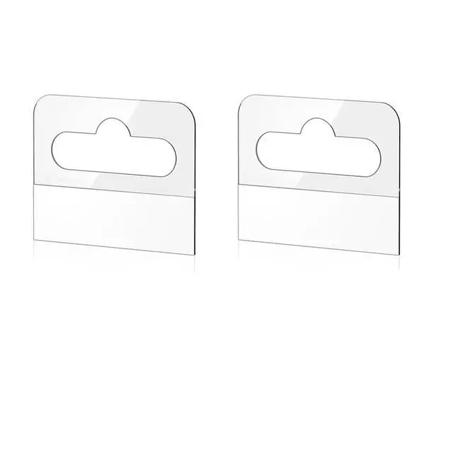 Alt view image 2 of 4 - Self Adhesive Plastic Hanging Tabs, 200 Pcs Hang Tags, 41mm x 33mm Slot Hole Hang Tabs Clear Plastic Hang Tags Hook for Hanging Retail Displays etc