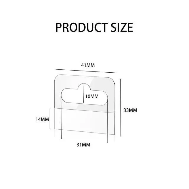 Alt view image 4 of 4 - Self Adhesive Plastic Hanging Tabs, 200 Pcs Hang Tags, 41mm x 33mm Slot Hole Hang Tabs Clear Plastic Hang Tags Hook for Hanging Retail Displays etc