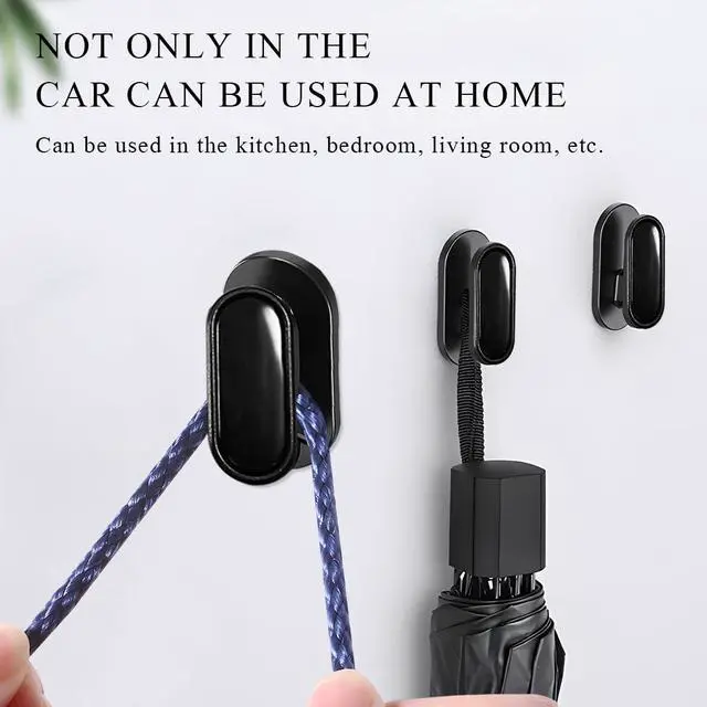 Alt view image 5 of 6 - 4 PCS Car Mini Hook, Fashion Multifunctional Wall Hanging Hooks, Durable Strong Self-Adhesive Backseat Hangers, Vehicle Hook Stickers for Keys USB Mask Earphone Cable (Glossy)