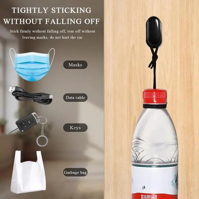 Alt view image 4 of 6 - 4 PCS Car Mini Hook, Fashion Multifunctional Wall Hanging Hooks, Durable Strong Self-Adhesive Backseat Hangers, Vehicle Hook Stickers for Keys USB Mask Earphone Cable (Glossy)