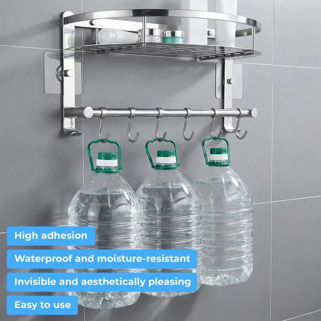 Alt view image 3 of 7 - 20 Pcs Nail Free Adhesive for Wall, No Damage Adhesive Wall Hooks Walls Hangers Reusable No Drill Screw Stickers for Walls Mount, Bathroom, Home, Kitchen, Office (10pcs2.75''+10pcs2.36'')