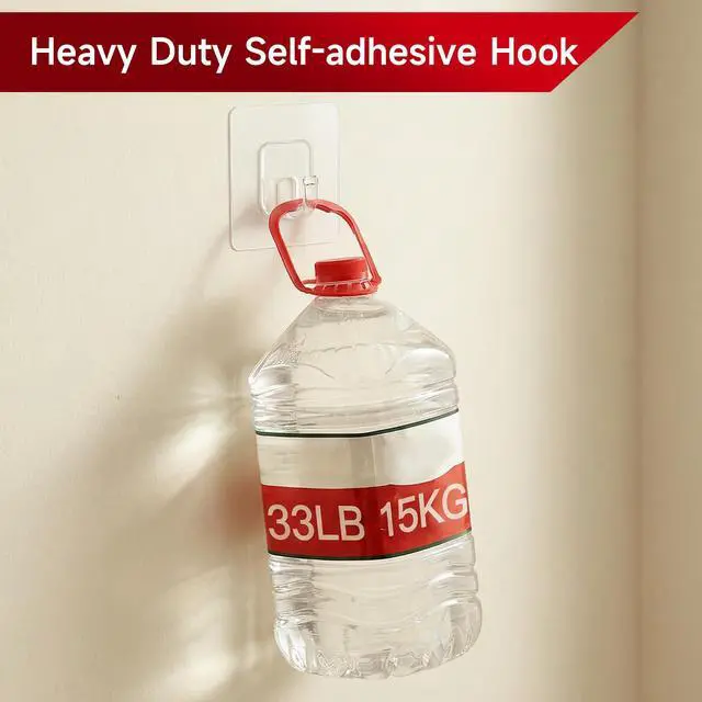 Alt view image 3 of 6 - 10 Pack Invisible Adhesive Hooks for Hanging Heavy Duty, Waterproof & Rustproof Shower Hooks for Inside Shower, Clear Sticky Hooks for Walls No Damage, Multi-Use for Kitchen, Bathroom, Bedroom, Office