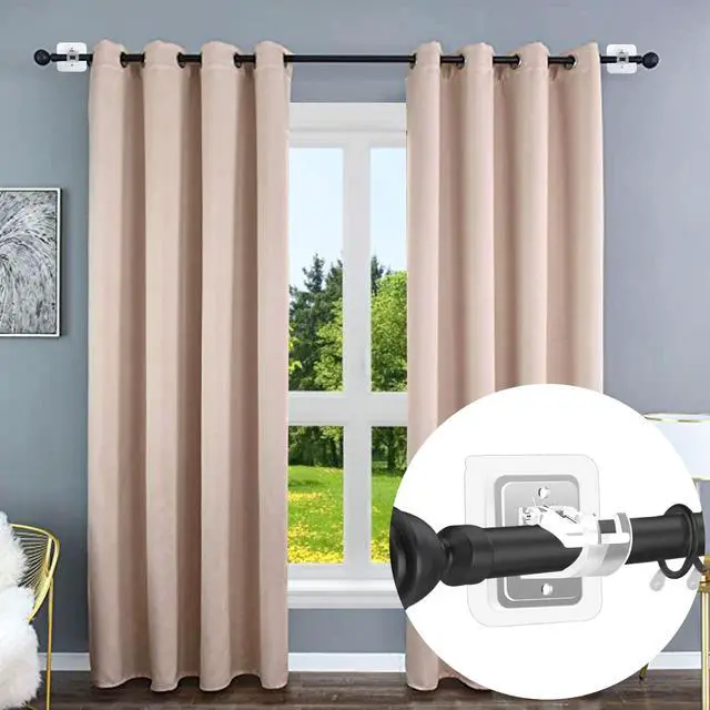 Alt view image 2 of 7 - Self Adhesive No Drill Adjustable Curtain Rod Holder Hooks Brackets, Nail Free, No Drilling Hangers for Bathroom, Kitchen, Home, Bathroom and Hotel, Transparent, 8PCS