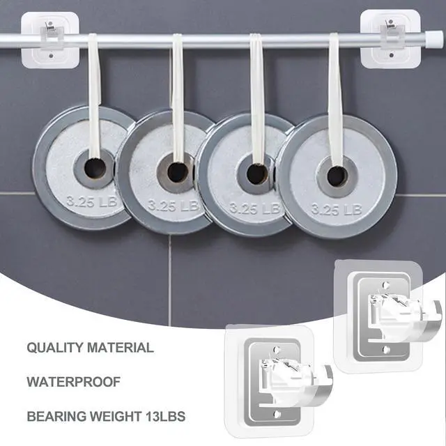 Alt view image 5 of 7 - Self Adhesive No Drill Adjustable Curtain Rod Holder Hooks Brackets, Nail Free, No Drilling Hangers for Bathroom, Kitchen, Home, Bathroom and Hotel, Transparent, 8PCS