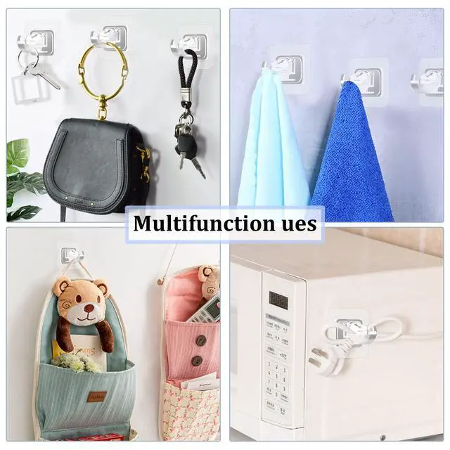 Alt view image 7 of 7 - Self Adhesive No Drill Adjustable Curtain Rod Holder Hooks Brackets, Nail Free, No Drilling Hangers for Bathroom, Kitchen, Home, Bathroom and Hotel, Transparent, 8PCS
