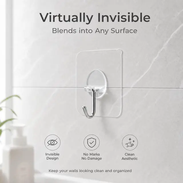 Alt view image 4 of 7 - Adhesive Hooks Heavy Duty, 15lb(Max) 180 Degree Rotating Wall Sticky Hooks for Hanging Wall Hangers Without Nails Seamless Stick on Bathroom Kitchen Office Outdoors-10 Packs