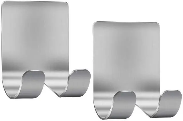 Main image of Hook Hanger Stand(2 Pack)Self Adhesive Stainless Steel Heavy Duty Utility Storage Hook,Shower Hook for Razor,Bathroom Kitchen Organizer for Plug Robe Towel Loofah Bathrobe Coat