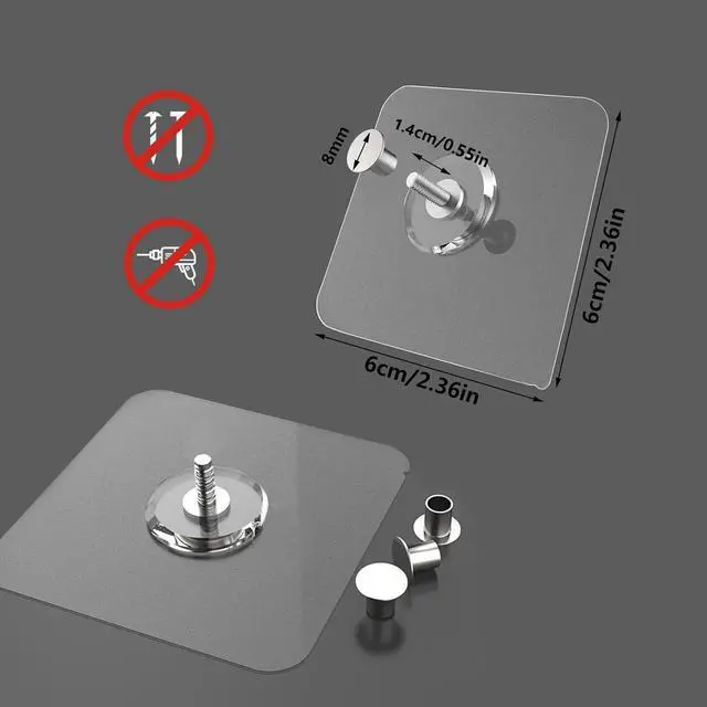 Alt view image 2 of 6 - 14 Pack Adhesive Wall Hooks, Wall Hangers Without Nails, No Damage Picture Hooks Waterproof and Rustproof to use Inside Kitchen, Bathroom, Home and Office14mm