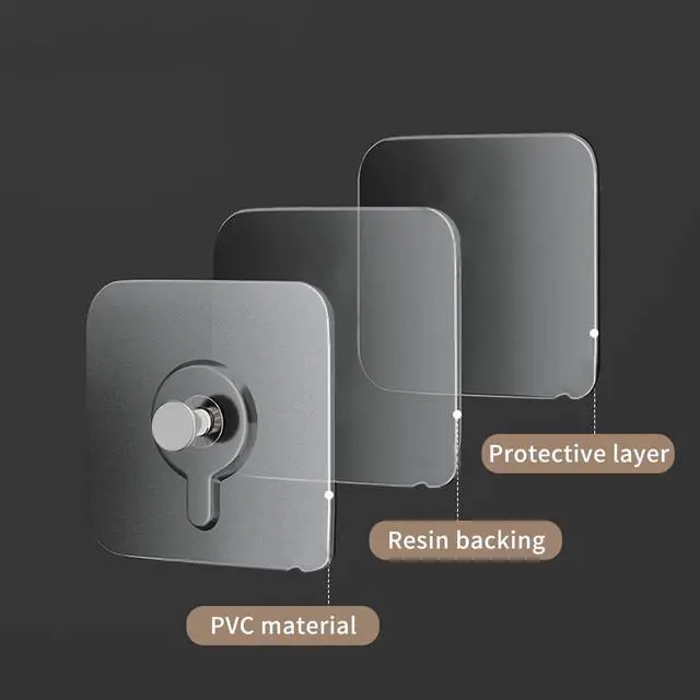 Alt view image 3 of 6 - 14 Pack Adhesive Wall Hooks, Wall Hangers Without Nails, No Damage Picture Hooks Waterproof and Rustproof to use Inside Kitchen, Bathroom, Home and Office14mm