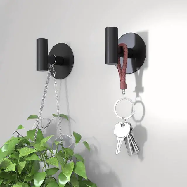 Alt view image 7 of 7 - Self-Adhesive Coat Hooks, Stainless Steel Heavy Duty Wall Hooks, Towel Hooks for Hanging Robes, Aprons, Coats and Hats in Bathrooms,Kitchens and Hotels(2 Pack, Black)