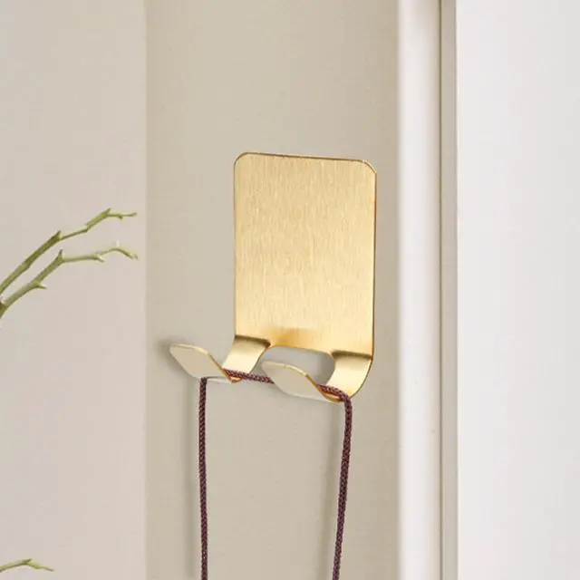 Alt view image 6 of 7 - Self Adhesive Hooks Waterproof Razor Holder in Inside Shower 4 Pack, Metal Heavy Duty Utility Storage Hook.Towel. Loofah Holder for Wall.Hanger Hooks for Bathroom or Kitchen Organisation. Gold