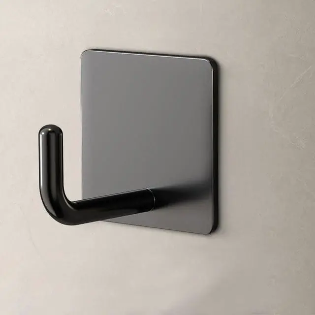 Alt view image 2 of 7 - Adhesive Hooks for Hanging, Self-Adhesive Wall Hook for Key Hat Coat, No Drill Stick on Bathroom Towel Hooks, Shower Kitchen Door Home Outdoor 8 Pack, Black