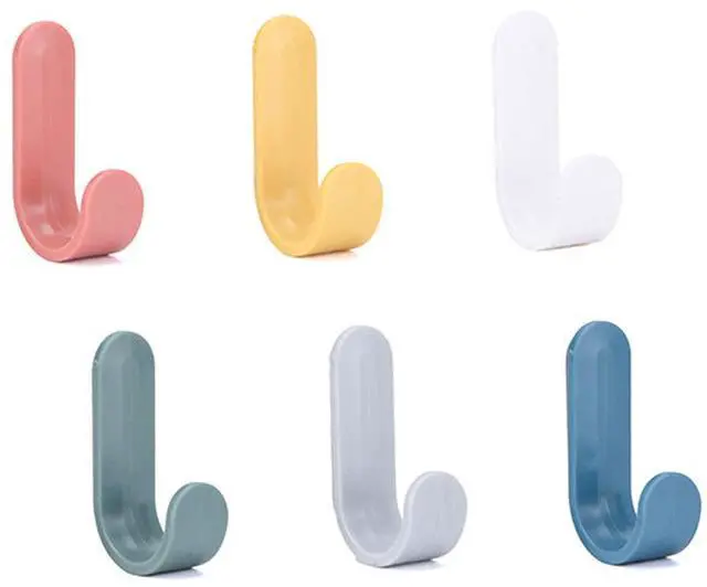Main image of Adhesive Hooks Utility Wall Hooks Key Hooks for Wall Decorative Key Holder Rack Self Adhesive Wall Hooks for Towels, Hats, Shower, Kitchen, Living Room, Office(6 Pcs)