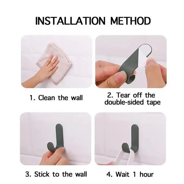Alt view image 7 of 7 - Adhesive Hooks Utility Wall Hooks Key Hooks for Wall Decorative Key Holder Rack Self Adhesive Wall Hooks for Towels, Hats, Shower, Kitchen, Living Room, Office(6 Pcs)