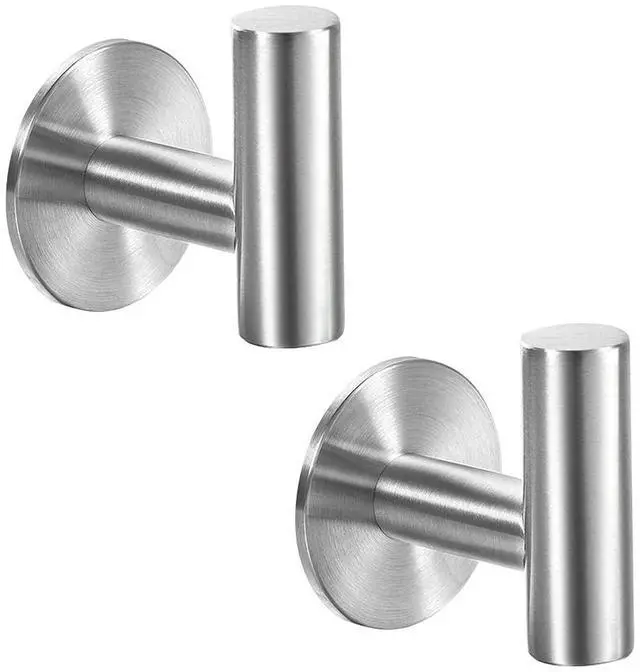Main image of Adhesive Brushed Nickel SUS304 Stainless Steel Towel Hooks Heavy Duty Waterproof, Self-Adhesive Coat Robe Hook for Bathroom, Kitchen, Hotel (2-Pack)