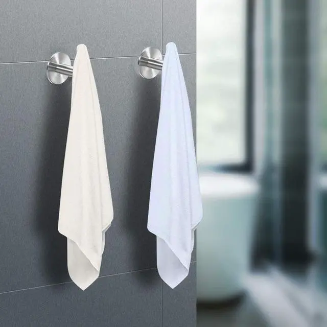 Alt view image 3 of 6 - Adhesive Brushed Nickel SUS304 Stainless Steel Towel Hooks Heavy Duty Waterproof, Self-Adhesive Coat Robe Hook for Bathroom, Kitchen, Hotel (2-Pack)