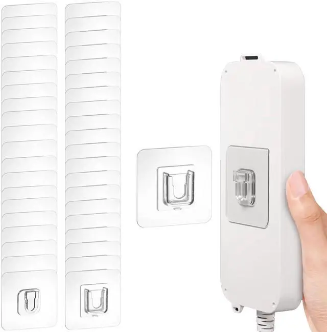 Main image of Double Sided Adhesive Wall Hooks,20 Pack Self Adhesive Hooks,Suitable for Hanging and Organizing Power Outlets, Picture Frames, and Tissue Boxes at Home, Office, or in Rv