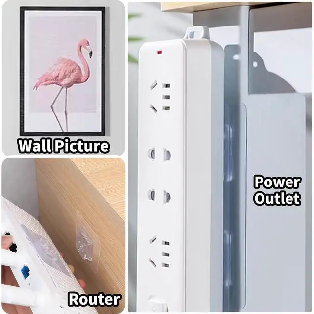 Alt view image 2 of 7 - Double Sided Adhesive Wall Hooks,20 Pack Self Adhesive Hooks,Suitable for Hanging and Organizing Power Outlets, Picture Frames, and Tissue Boxes at Home, Office, or in Rv