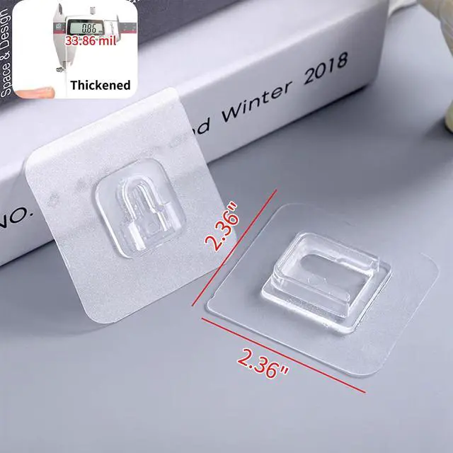 Alt view image 6 of 7 - Double Sided Adhesive Wall Hooks,20 Pack Self Adhesive Hooks,Suitable for Hanging and Organizing Power Outlets, Picture Frames, and Tissue Boxes at Home, Office, or in Rv