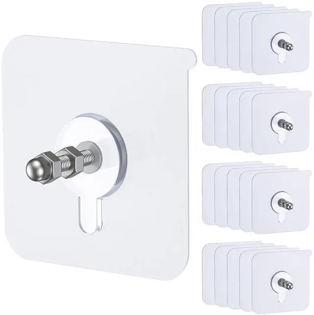 Main image of 20 Pcs Self Adhesive Picture Hooks, 26.5 lbs Load No Drill Screw Stickers Heavy Duty Picture Hangers Without Nails, 16 mm No Nails Wall Hooks for Hanging, Sticky Hook for Bathroom Kitchen