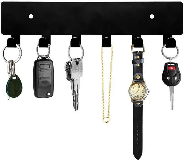 Main image of GTK Key Holder for Wall, Key Hooks with 6 Hooks, Wall Mounted Key Holder for Hallway, Self Adhesive Key Rack(Black)