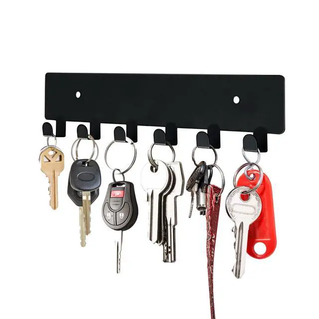 Alt view image 2 of 6 - GTK Key Holder for Wall, Key Hooks with 6 Hooks, Wall Mounted Key Holder for Hallway, Self Adhesive Key Rack(Black)