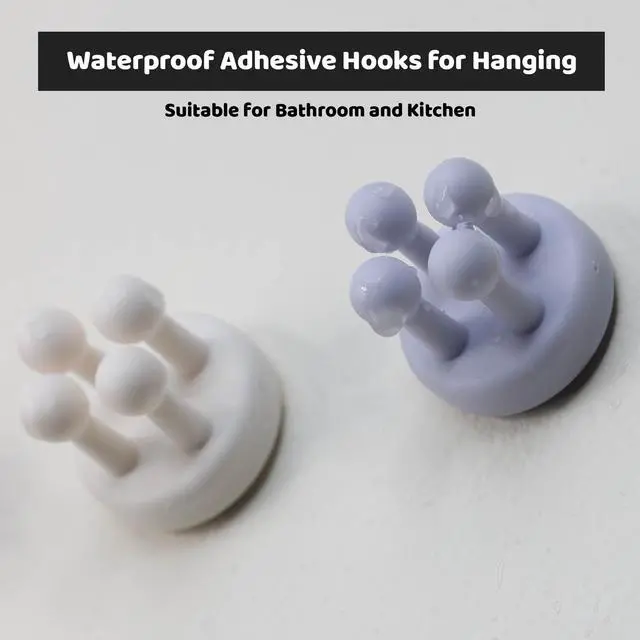 Alt view image 4 of 7 - Mindful Design Razor Holder - 4Pcs Self Adhesive Silicone Toothbrush Holders Wall Mounted to Mirror for Shower Hanging Towel, Functional Waterproof Hook for Bathroom Kitchen Living Room Office