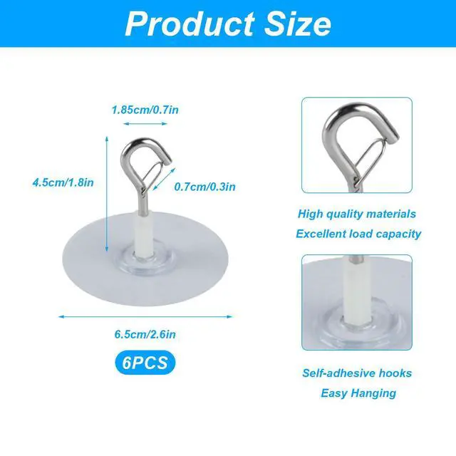 Alt view image 2 of 7 - 6 Pcs Self Adhesive Ceiling Hooks Heavy Duty, No Drill Ceiling Hooks for Hanging Plants, No Drill Plant Hangers with Safety Locks for Hanging Lights Plants Chimes Fans Wall Decor in Kitchen Bathroom