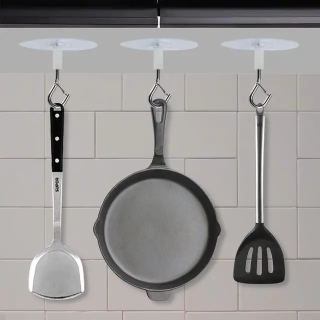 Alt view image 4 of 7 - 6 Pcs Self Adhesive Ceiling Hooks Heavy Duty, No Drill Ceiling Hooks for Hanging Plants, No Drill Plant Hangers with Safety Locks for Hanging Lights Plants Chimes Fans Wall Decor in Kitchen Bathroom