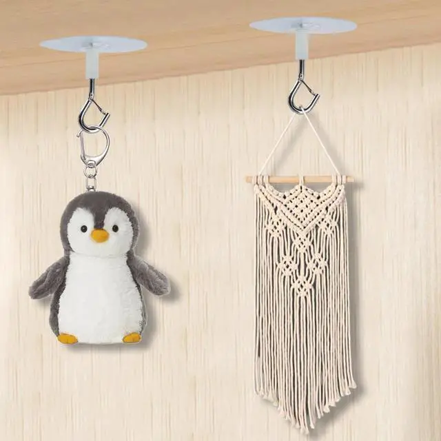 Alt view image 6 of 7 - 6 Pcs Self Adhesive Ceiling Hooks Heavy Duty, No Drill Ceiling Hooks for Hanging Plants, No Drill Plant Hangers with Safety Locks for Hanging Lights Plants Chimes Fans Wall Decor in Kitchen Bathroom