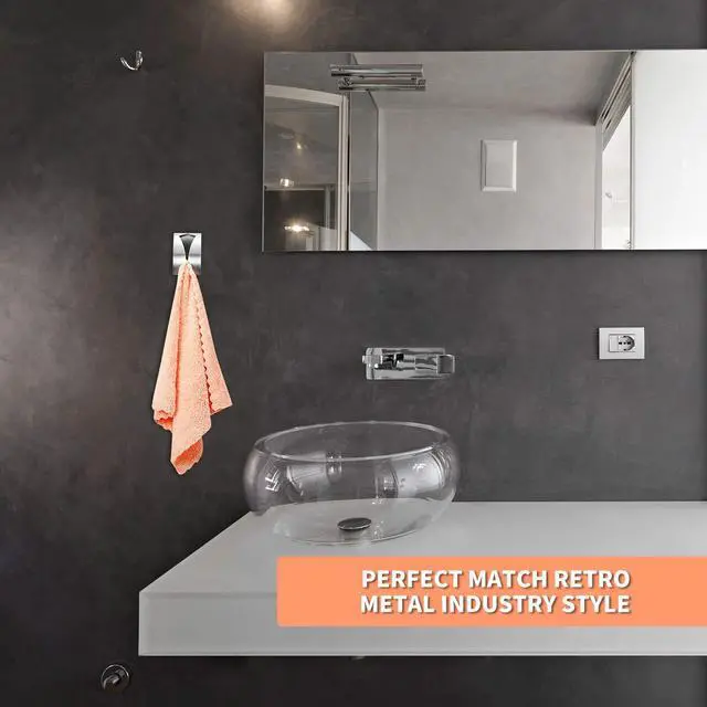 Alt view image 3 of 6 - 4 Pcs Self Adhesive Towel Hook Holder Grabber Stainless Steel Kitchen Dish Towel Hook Wall Mount Non Drilling Hangers Rack Hand Tea Holders for Bathroom Accesories Kitchen Gadgets (Silver)