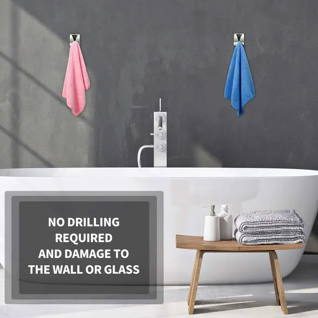 Alt view image 5 of 6 - 4 Pcs Self Adhesive Towel Hook Holder Grabber Stainless Steel Kitchen Dish Towel Hook Wall Mount Non Drilling Hangers Rack Hand Tea Holders for Bathroom Accesories Kitchen Gadgets (Silver)