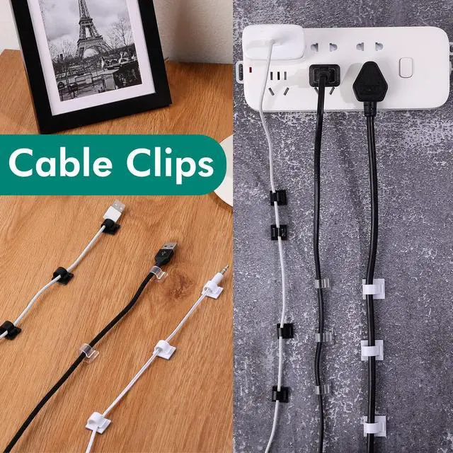 Alt view image 6 of 6 - 60 Pieces Mini Cable Clips Hooks Christmas Light Clips Self Adhesive Light Hooks Cord Clips for Desk Outdoor String Lights(Small,Black)