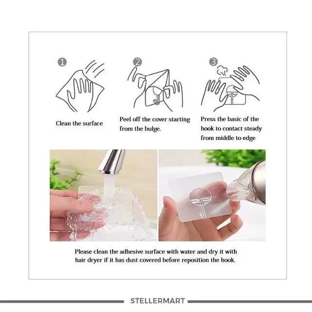 Alt view image 4 of 6 - Adhesive Wall Hooks Bathroom Kitchen 12 Packs Heavy Duty Nail Free Sticky Hangers with Stainless Hooks Utility Towel Bath Ceiling Hooks