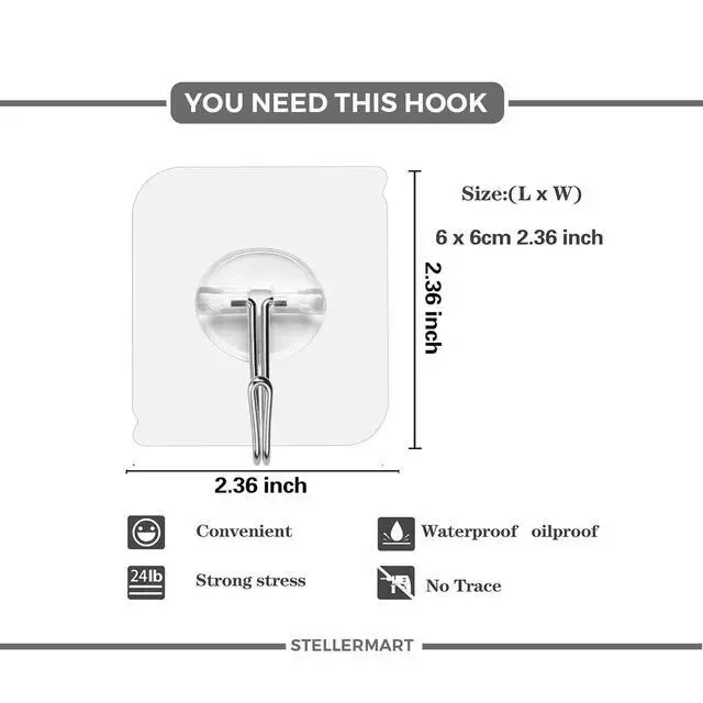 Alt view image 2 of 6 - Adhesive Wall Hooks Bathroom Kitchen 12 Packs Heavy Duty Nail Free Sticky Hangers with Stainless Hooks Utility Towel Bath Ceiling Hooks