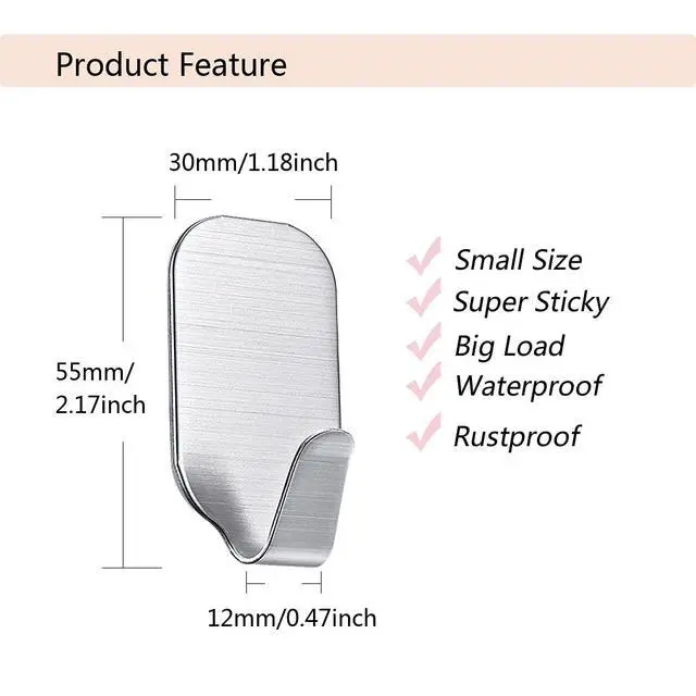 Alt view image 4 of 7 - Small Self Adhesive Hooks for Hanging Heavy Duty Stick On Hooks Wall