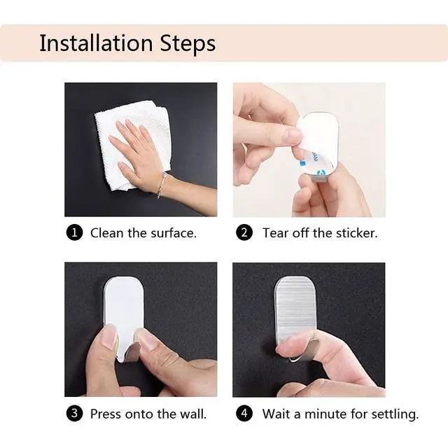 Alt view image 6 of 7 - Small Self Adhesive Hooks for Hanging Heavy Duty Stick On Hooks Wall