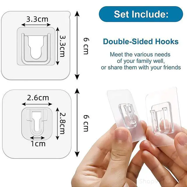 Alt view image 3 of 7 - 40pcs Double Sided Adhesive Hooks Wall Hooks for Hanging,Self Adhesive Hooks for Bathroom Kitchen Office Hanging(20set)