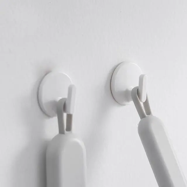 Alt view image 3 of 5 - 6 Pcs Adhesive Plastic Hooks - Small Wall Hooks for Hanging, Drill-Free, Seamless - Kitchen Bathroom - 34 * 34 * 21 mm, White