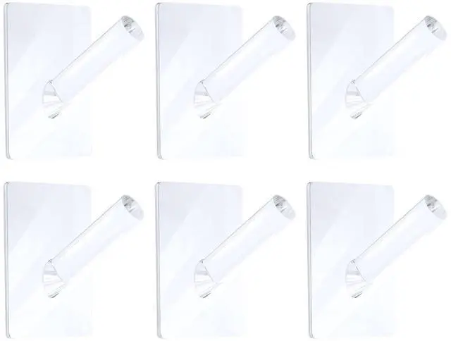 Main image of 6 Pieces Clear Acrylic Hat Hooks for Wall Heavy Duty Wall Mounted Coat Clothes Towels Hook Self Adhesive Jewelry Organizer Hanging Display Rack Seamless Stick for Home Bathroom Bedroom Office