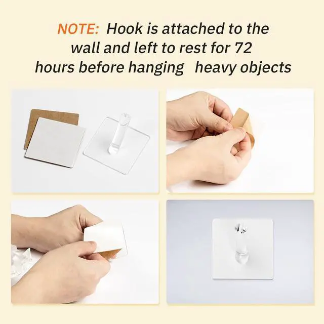 Alt view image 4 of 6 - 6 Pieces Clear Acrylic Hat Hooks for Wall Heavy Duty Wall Mounted Coat Clothes Towels Hook Self Adhesive Jewelry Organizer Hanging Display Rack Seamless Stick for Home Bathroom Bedroom Office