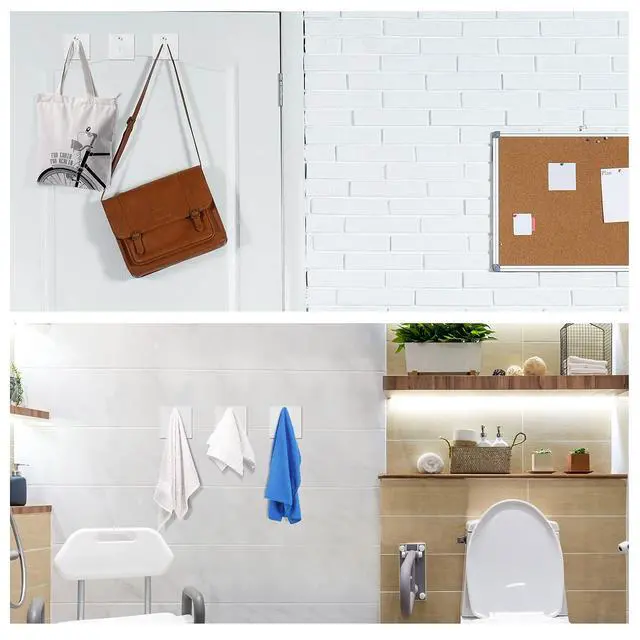 Alt view image 6 of 6 - 6 Pieces Clear Acrylic Hat Hooks for Wall Heavy Duty Wall Mounted Coat Clothes Towels Hook Self Adhesive Jewelry Organizer Hanging Display Rack Seamless Stick for Home Bathroom Bedroom Office