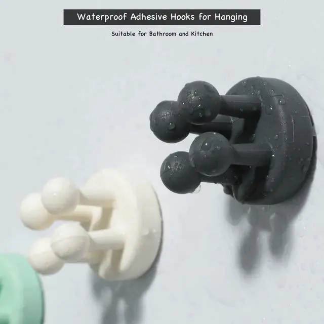 Alt view image 5 of 7 - Self-adhesive Silicone Hook Holders - 5Pcs Mounted to Wall for Clipping Hanging Toothbrush Razor Towel Key Plug Cable, Utility Holders for Kitchen Bathroom Home Office Dorm Room Essentials