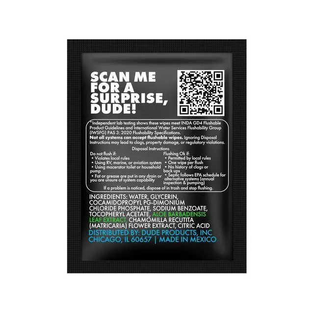 Alt view image 7 of 7 - On-The-Go Unscented Travel Wipes - 30 Count (Individually Wrapped) - Extra-Large Adult Flushable Wipes for Sensitive Skin - Infused with Vitamin E and Aloe - Septic and Sewer Safe
