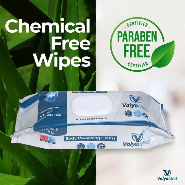 Alt view image 4 of 7 - Body Wipes for Adults, XL for full Body, Adult and Elderly, Alcohol-Free Incontinence, Paraben Free, Fragrance-Free, Vitamin E, Provitamin B5-11'' x 8'' (96 Count - Single Pack)