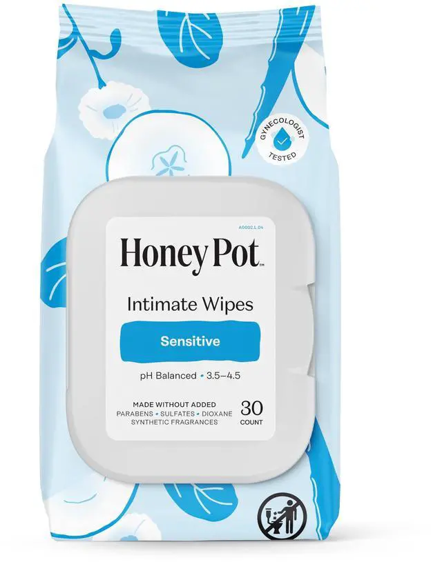 Main image of - Feminine Wipes - Sensitive - pH Balancing, Herbal Infused Plant-Based Feminine Care for Sensitive Skin - Cleansing Wipes for Women - 30ct