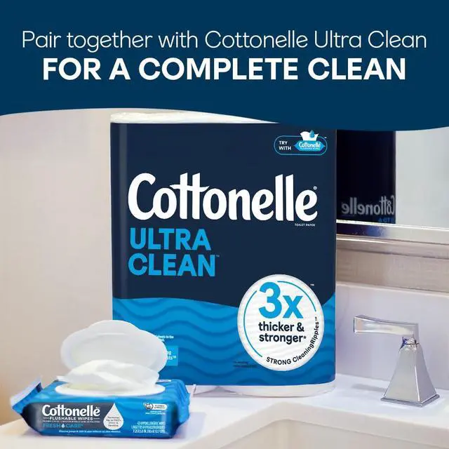 Alt view image 7 of 7 - Flushable Wet Wipes, Wipes Large, 2 Flip-Top Packs, 45 Wipes Per Pack (90 Total Wipes), Packaging May Vary