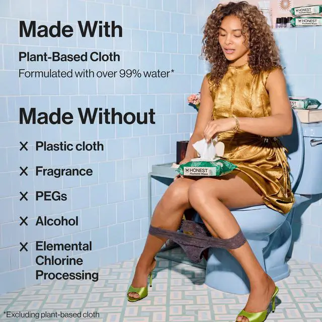 Alt view image 7 of 7 - Hypoallergenic Flushable Wipes for Sensitive Skin, Tropical Leaves, 42 Count