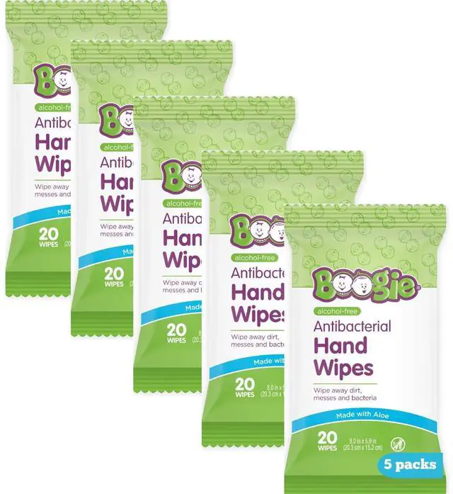 Main image of Antibacterial Hand Wipes - 100 Count - Hypoallergenic & Alcohol-Free - Travel and Diaper Bag Essential